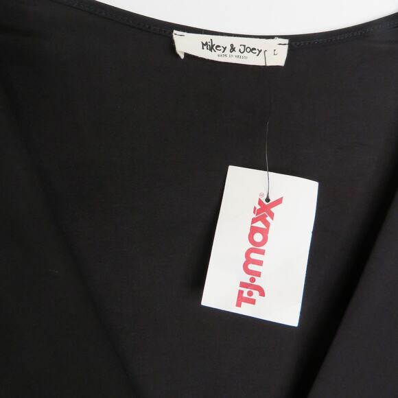 Mikey & Joey Black Deep V-Neck Long Sleeve Body Suit Top Large - Picture 4 of 4